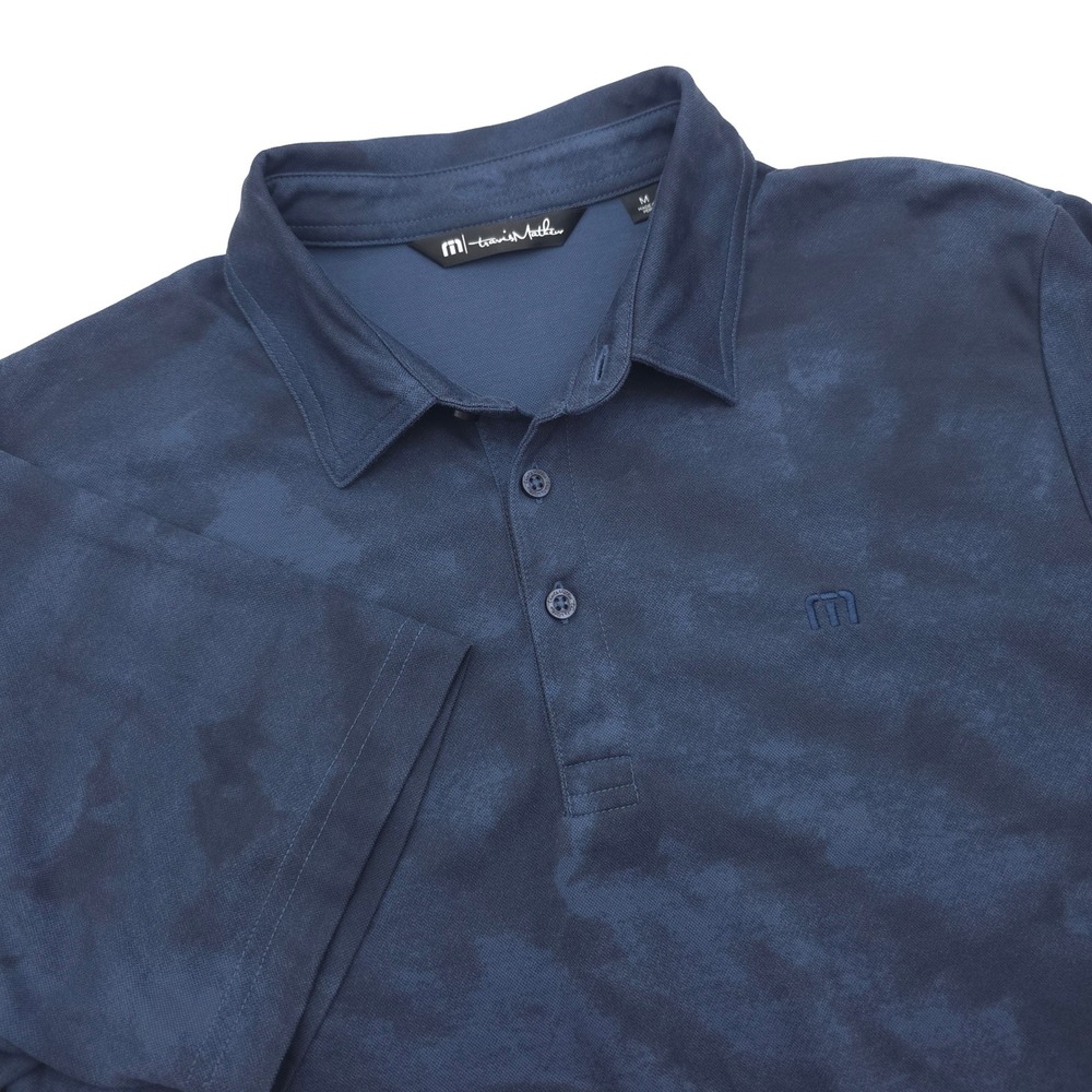 Travis Mathew Mens Medium Blue Tie Dye Marble Short Sleeve Golf Polo Shirt